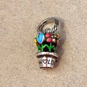 🆕Listing Brighton Love to Grow charm Silver flower pot Pink, yellow, blue blooms